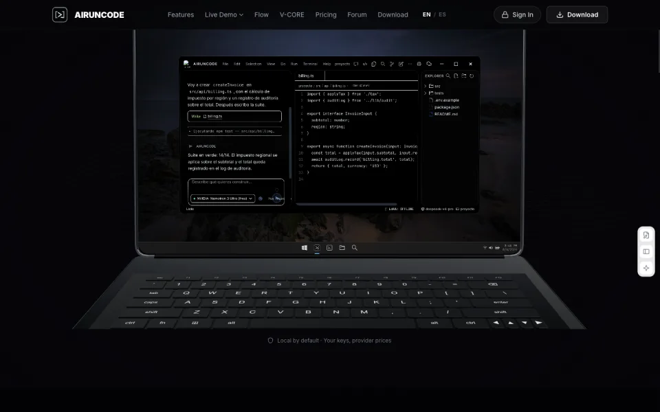 AIRUNCODE website preview
