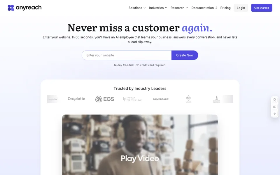 Anyreach website preview