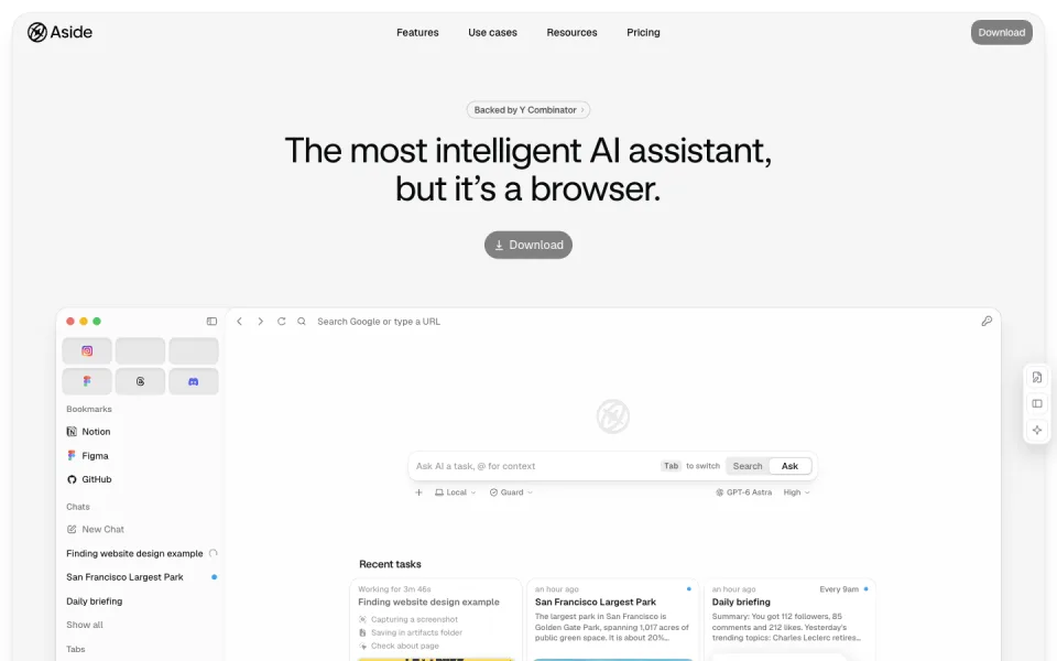 Aside website preview