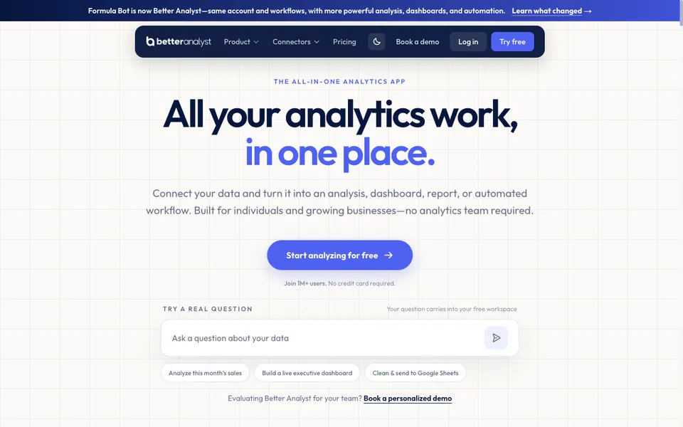 Better Analyst (formerly Formula Bot) website preview