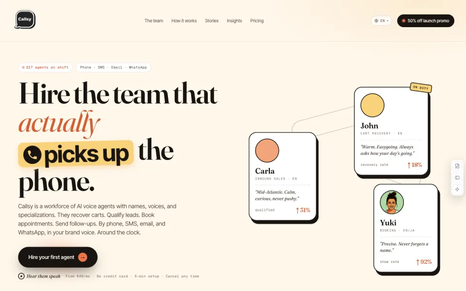 Callsy website preview