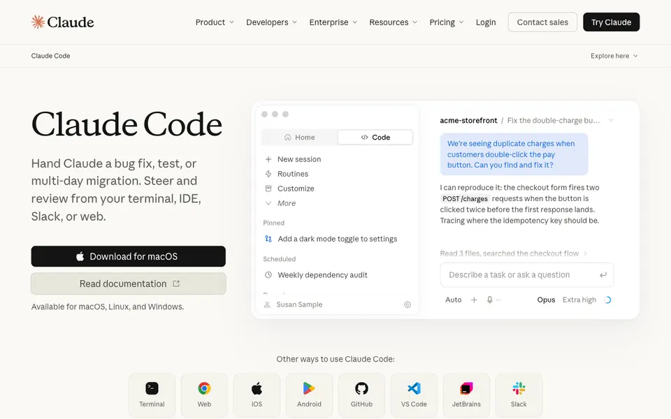 Claude Code website preview
