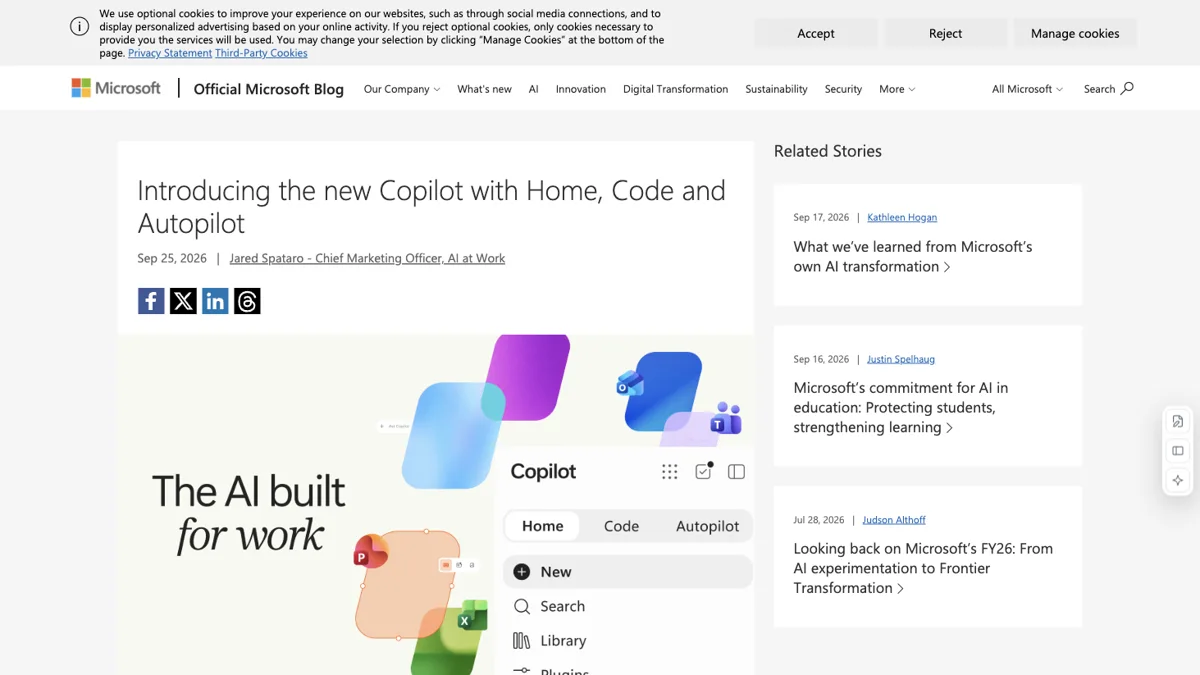 Microsoft Copilot Autopilot website preview
