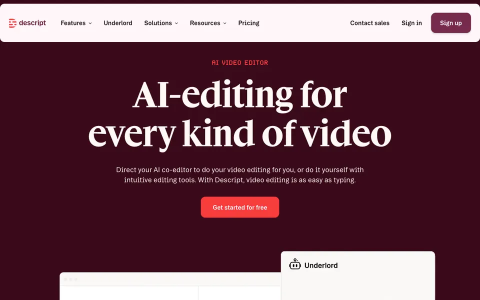 Descript website preview