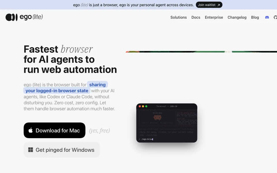 ego lite website preview