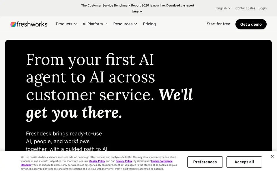 Freshdesk Freddy AI Agent website preview