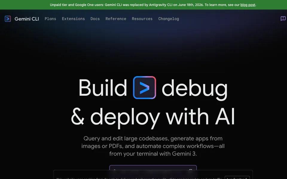 Gemini CLI website preview