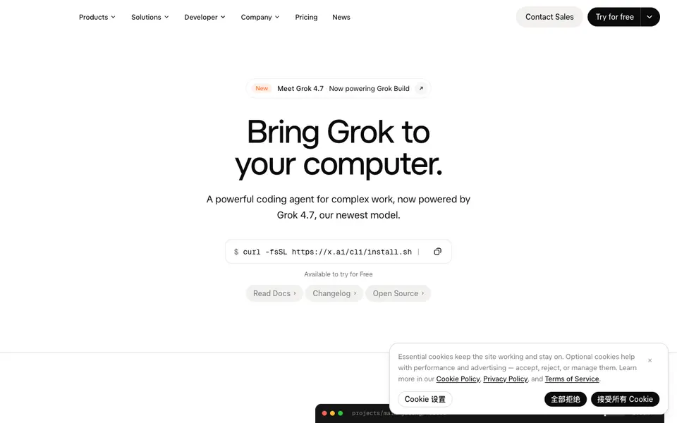Grok Build website preview