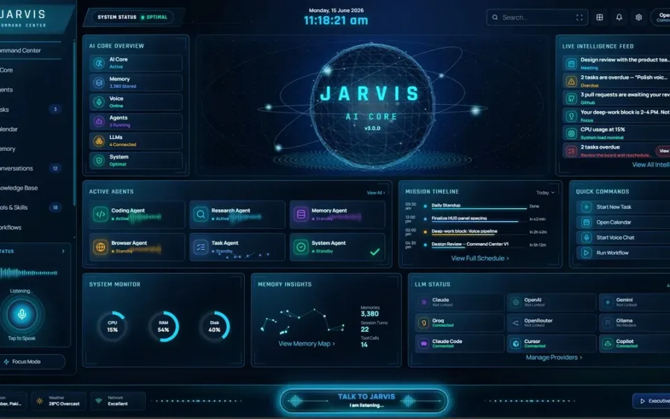 Jarvis AI Assistant website preview