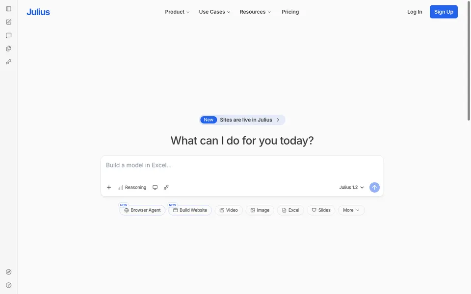 Julius AI website preview