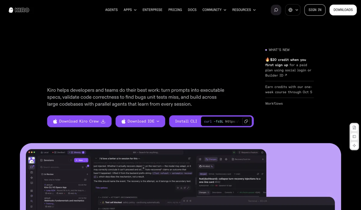 Kiro website preview