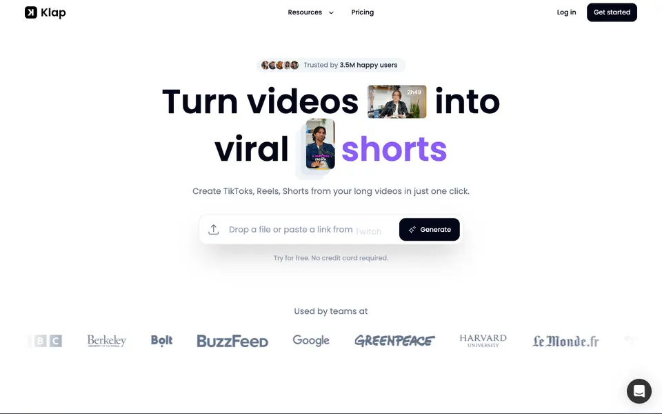Klap website preview