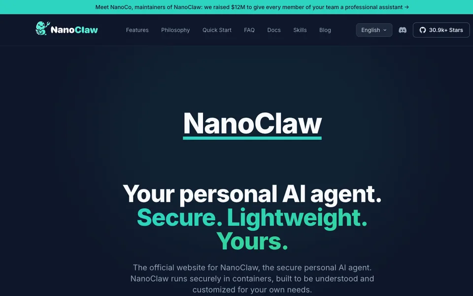 NanoClaw website preview