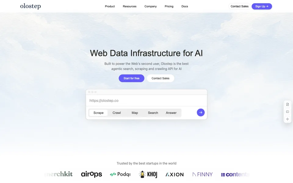 Olostep website preview