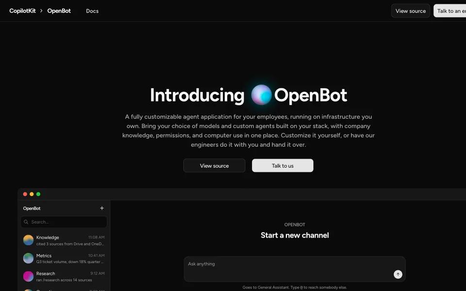 OpenBot website preview