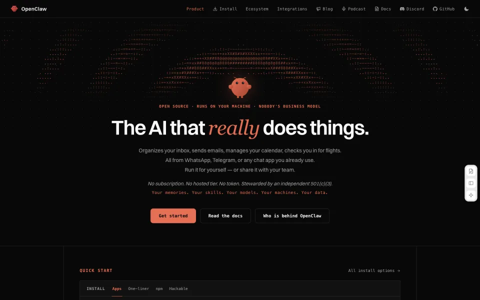 OpenClaw website preview