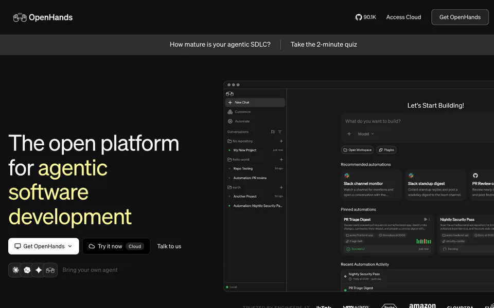 OpenHands website preview