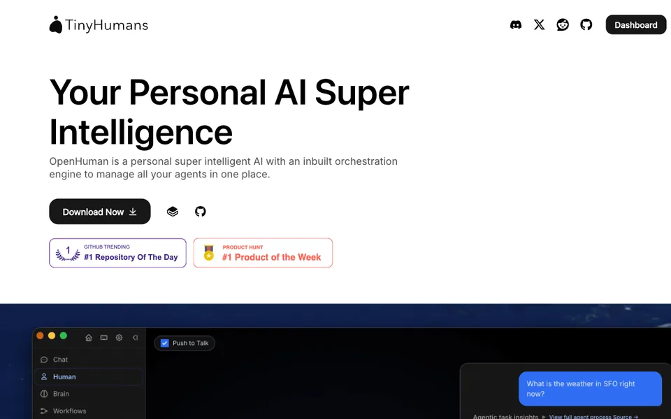 OpenHuman website preview