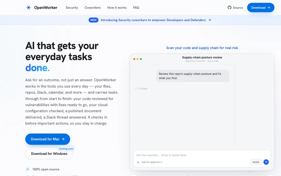 OpenWorker website preview