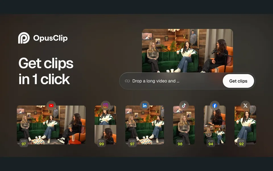 Opus Clip website preview