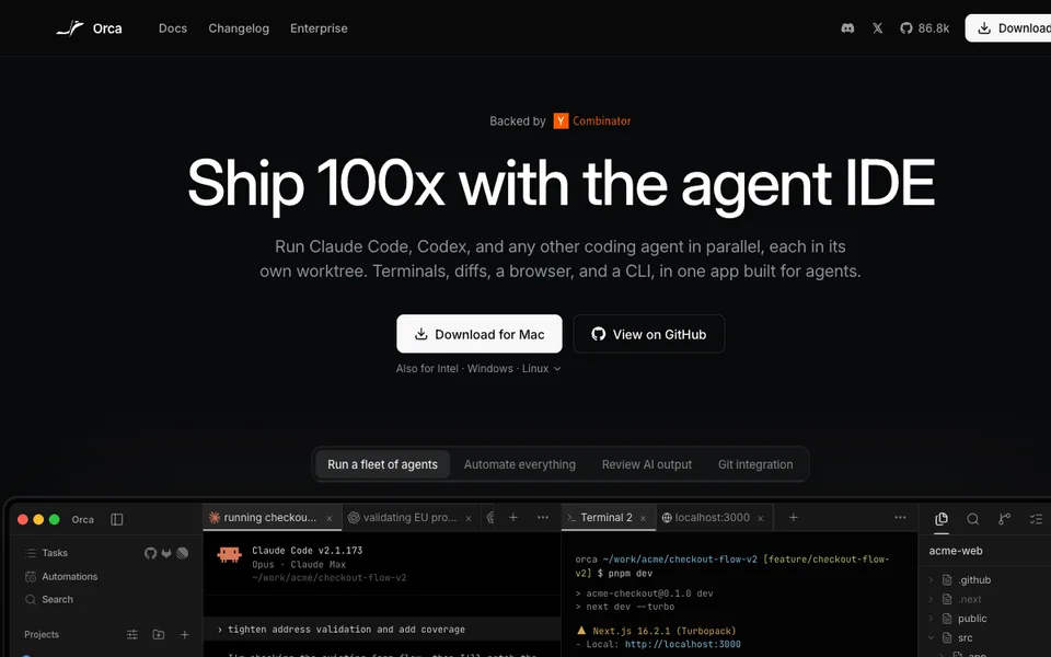 Orca website preview
