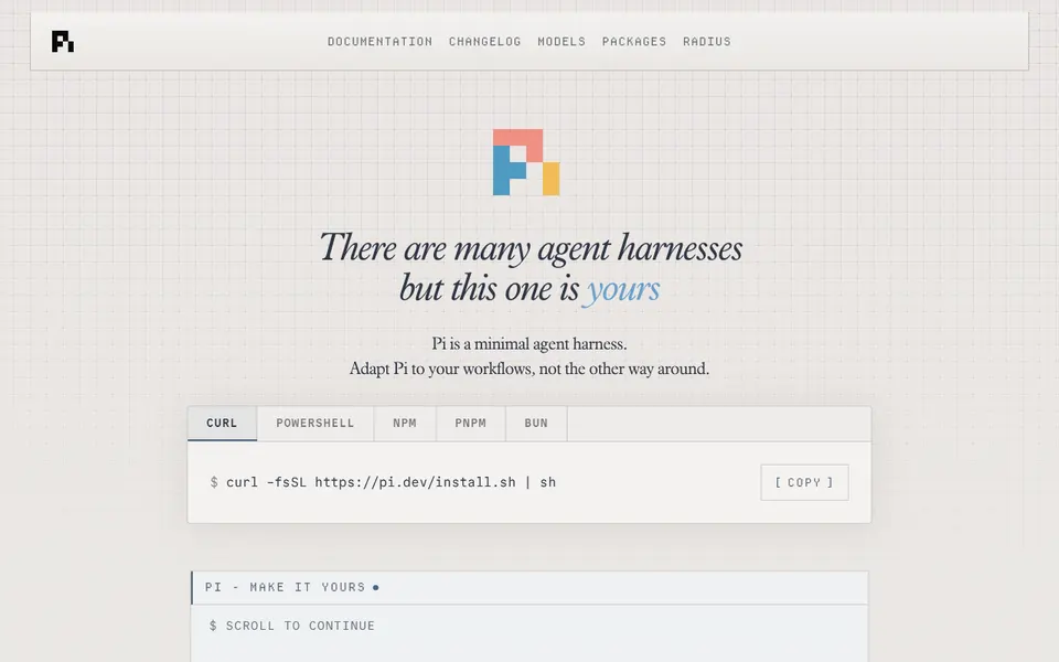 Pi Agent website preview