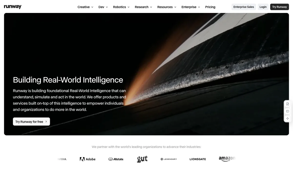 Runway website preview