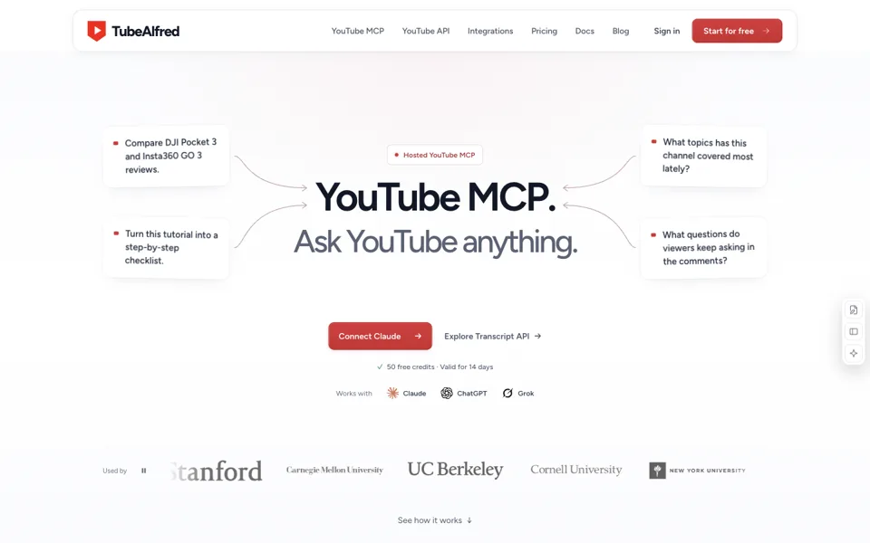 TubeAlfred website preview