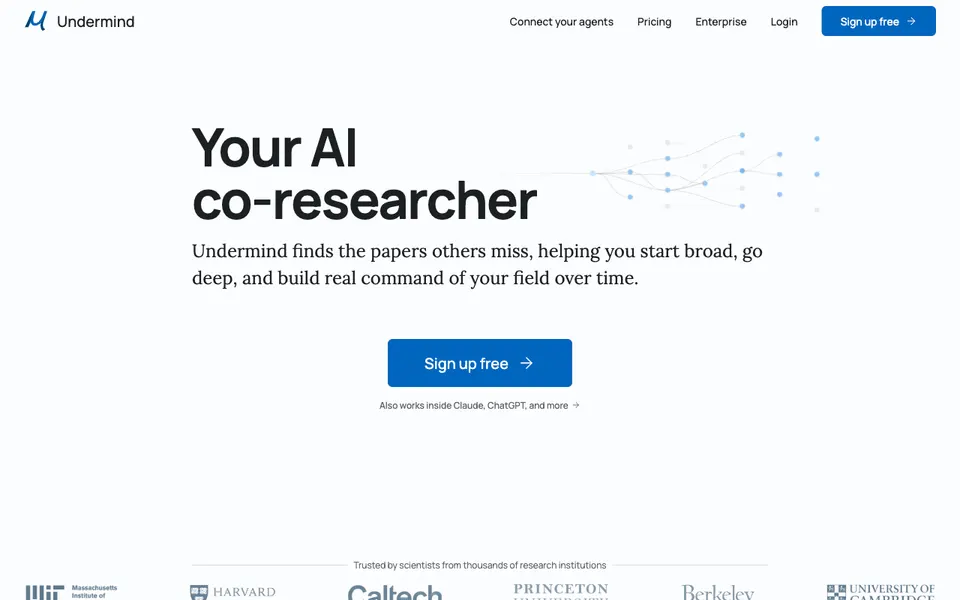 Undermind website preview