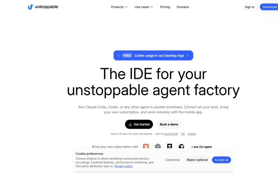 Unstoppable website preview