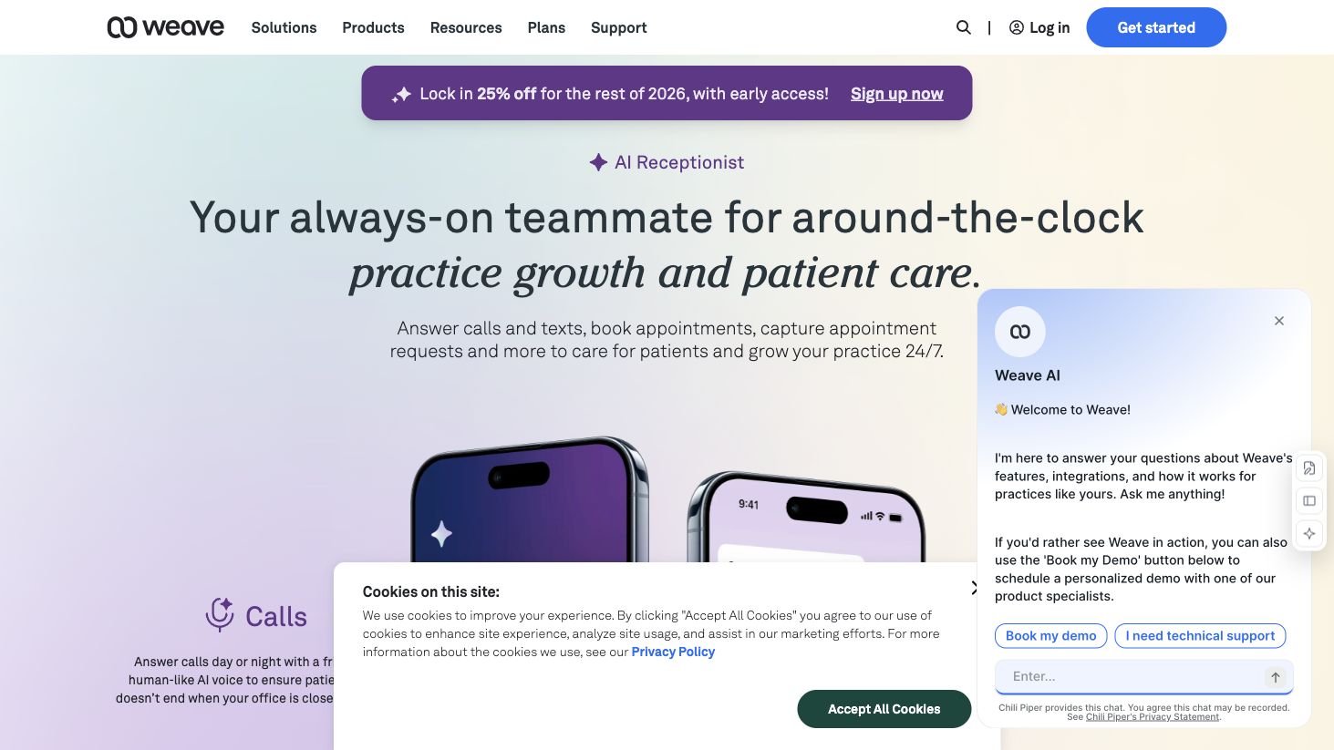 Weave AI Receptionist website preview
