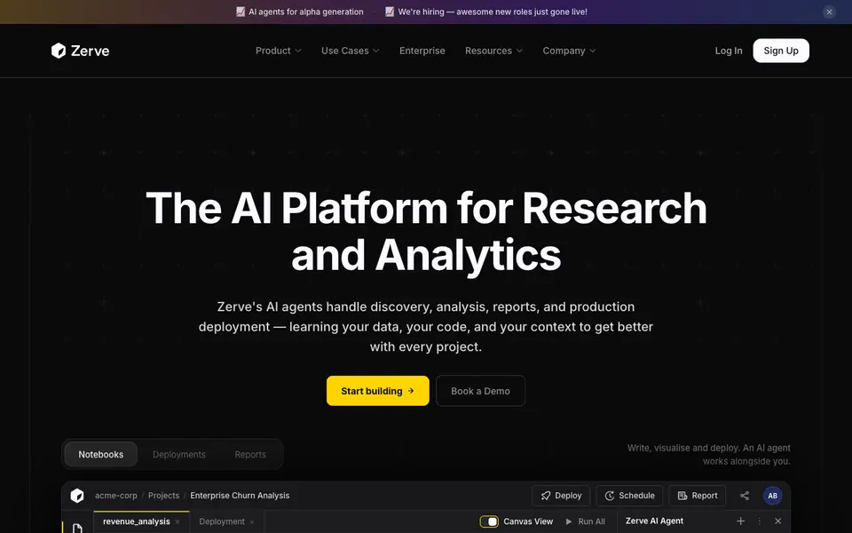 Zerve website preview